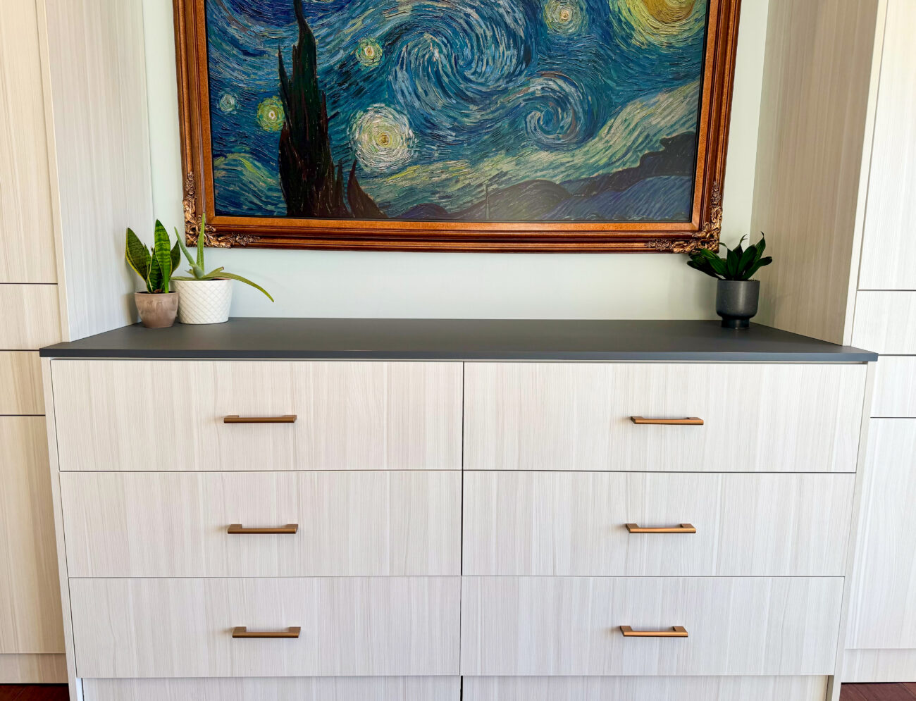 modern frameless cabinets in a bedroom